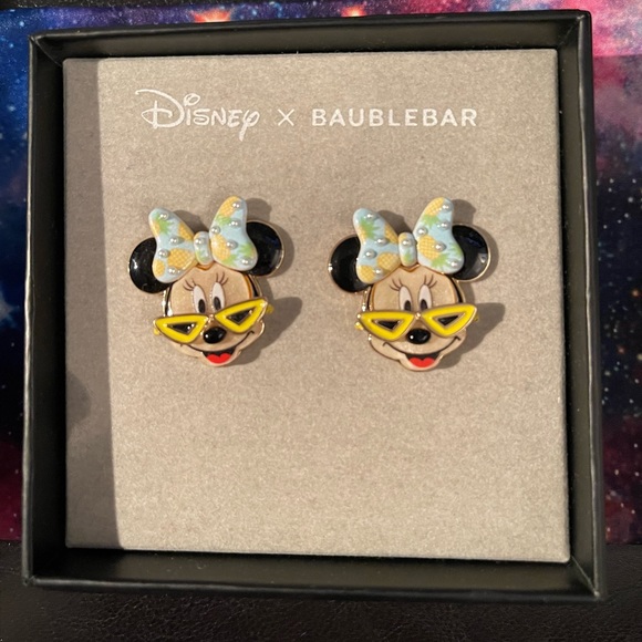 Disney Jewelry - Disney bauble bar, Minnie mouse with shades earrings NIB